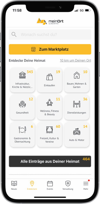 meinOrt-App Entdecken