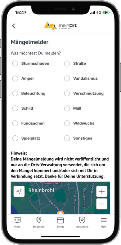 Mängel in Deinen Ort melden